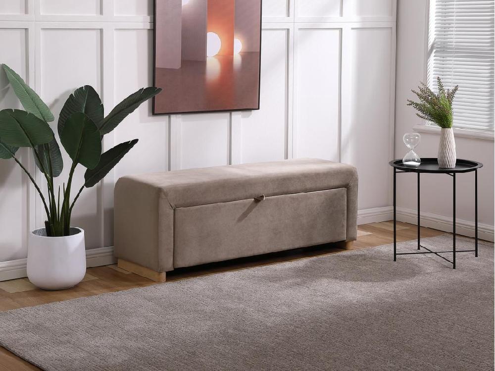 vente unique Banc coffre - Velours - Taupe - CAPINO