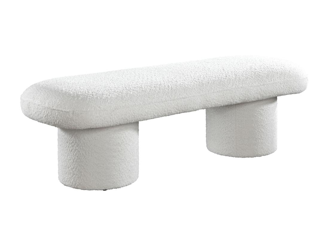 Vente Unique Banc En Tissu Bouclette - Blanc - CONOMO