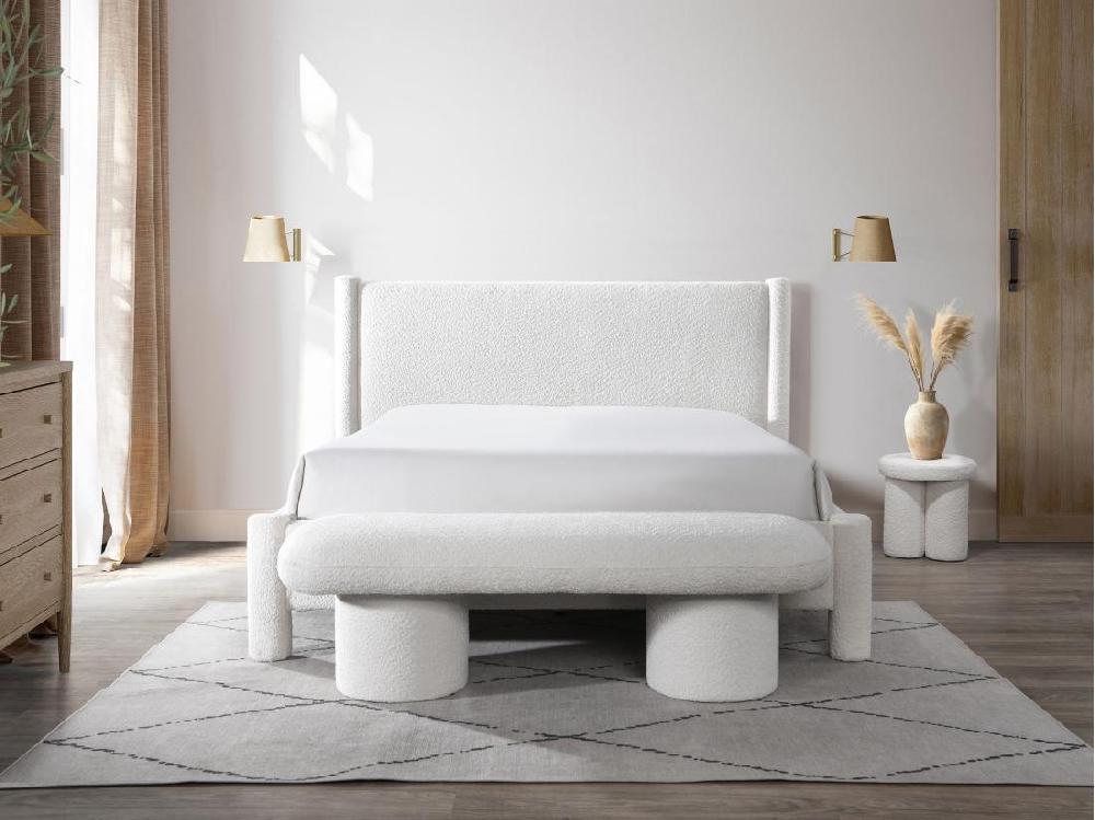 Vente Unique Banc En Tissu Bouclette - Blanc - CONOMO