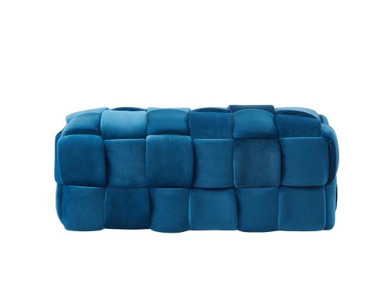 Vente Unique Banc Tressé En Velours Bleu FABERO