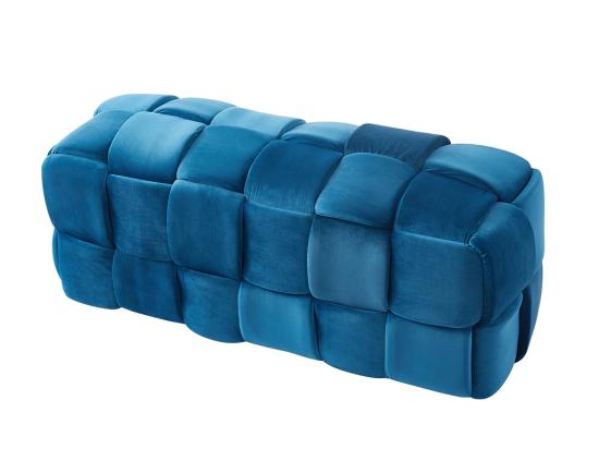 Vente Unique Banc Tressé En Velours Bleu FABERO