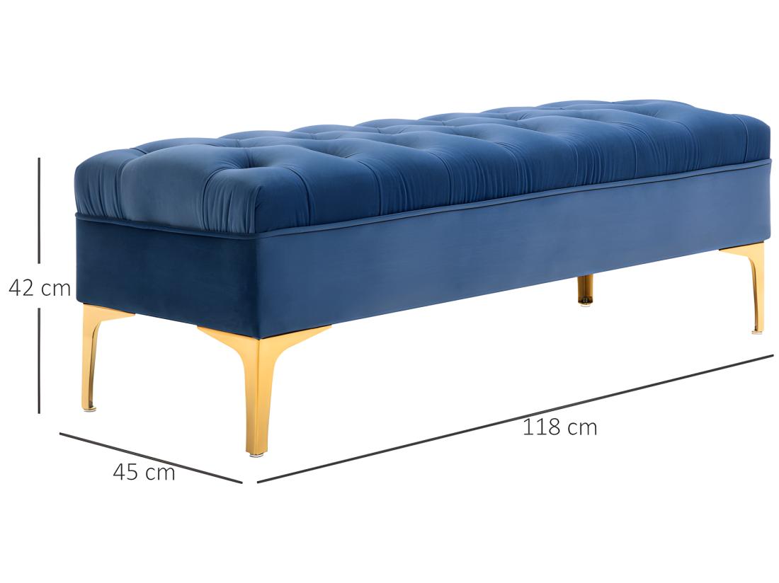 Vente Unique Banquette Capitonnée VALLES Bleu Roi