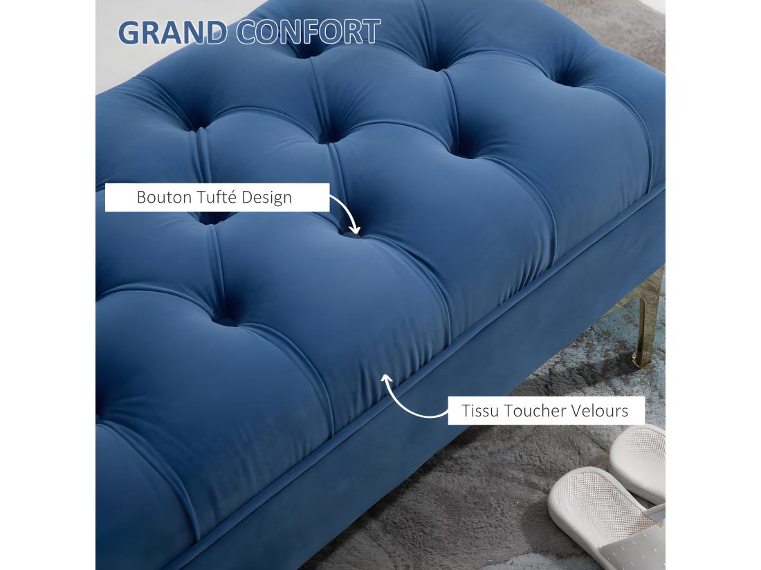 Vente Unique Banquette Capitonnée VALLES Bleu Roi