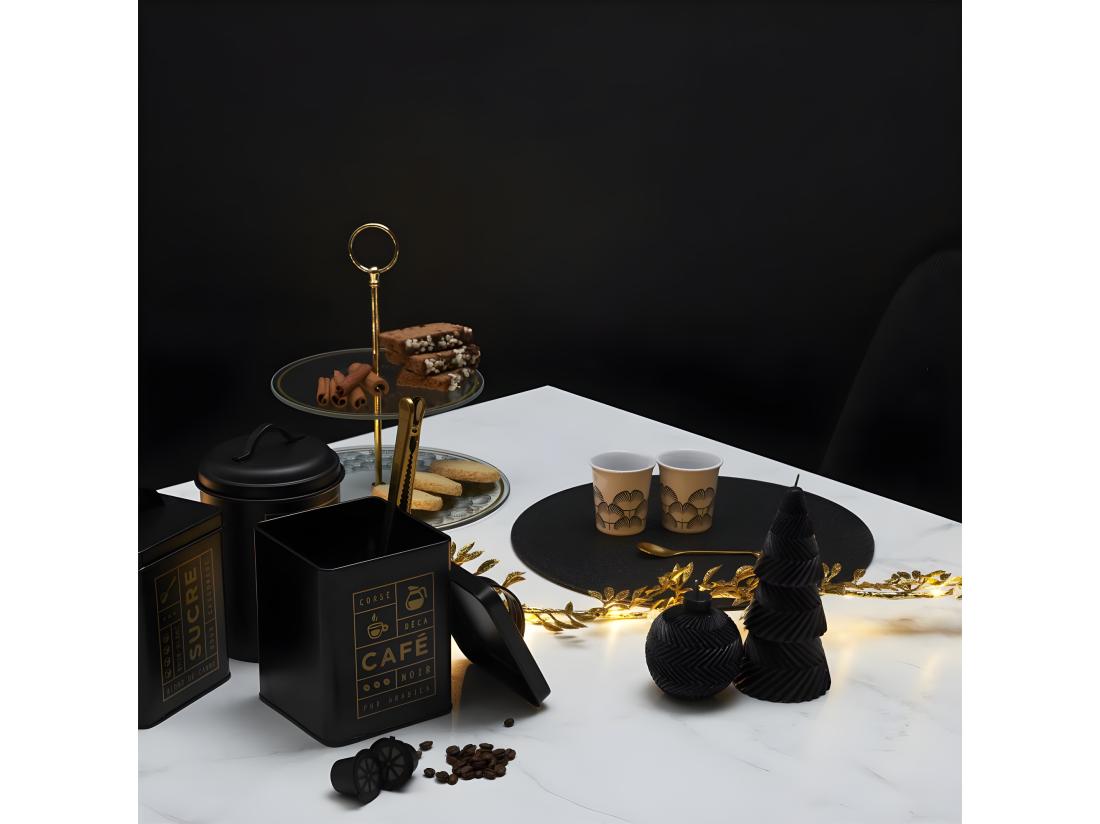 Vente Unique Boîte à Thé En Métal Noir Mat