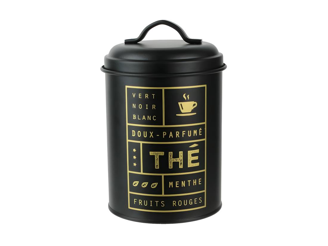 vente unique Boîte à thé en métal noir mat