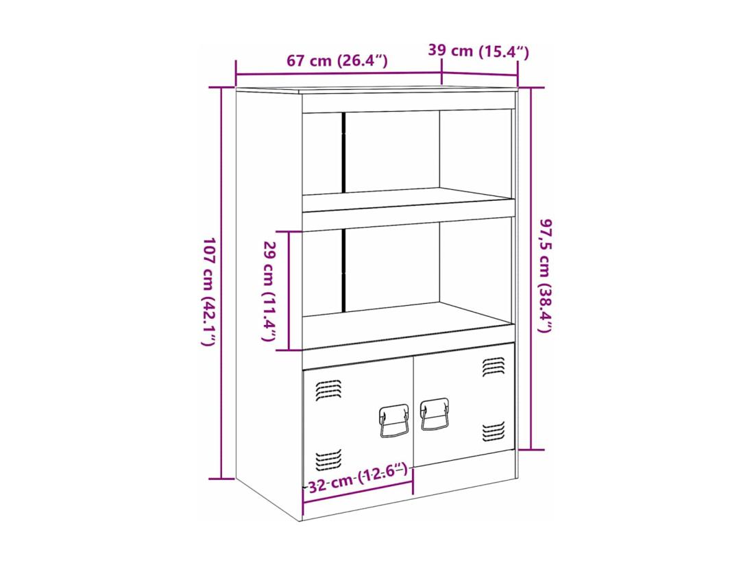 Vente Unique Buffet Anthracite 67x39x107 Cm Acier