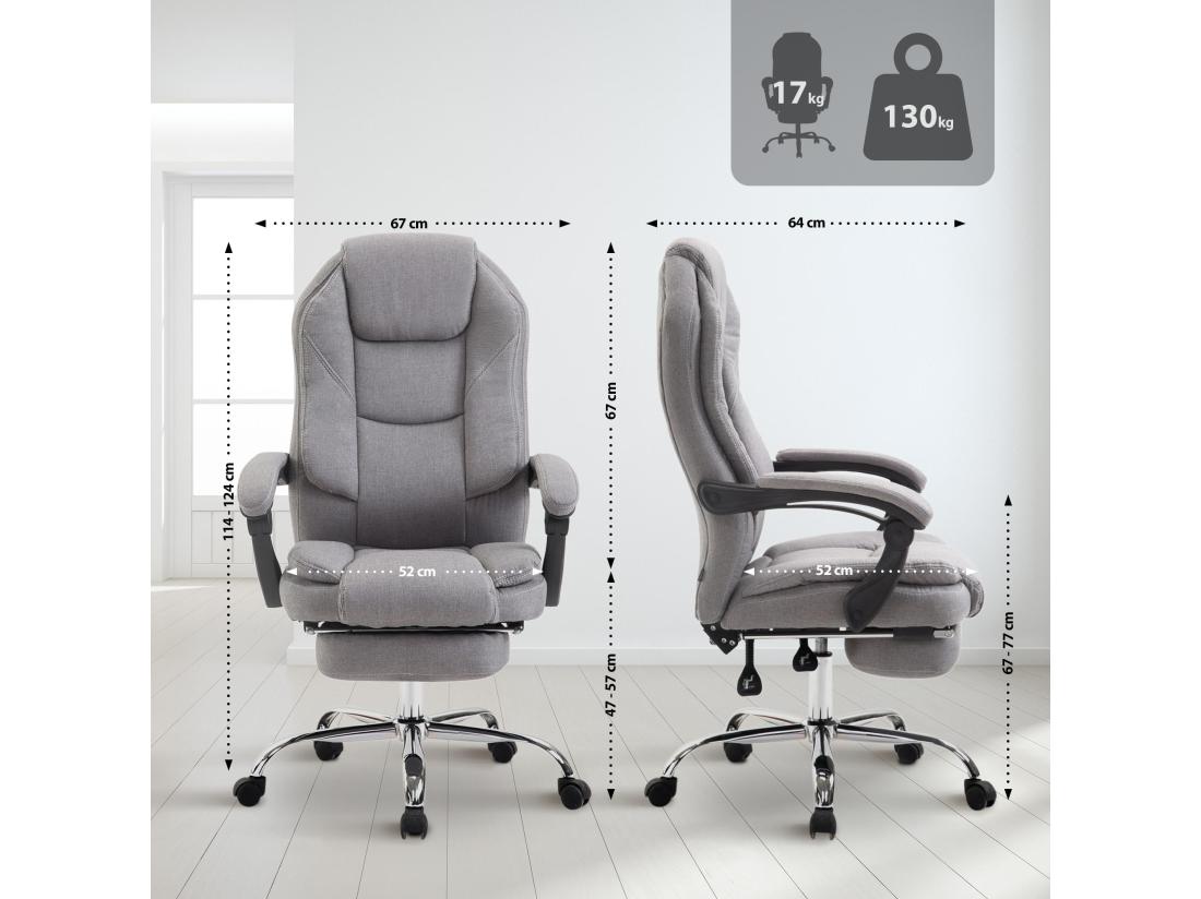 Vente Unique Chaise De Bureau - Tissu - Gris - Castle