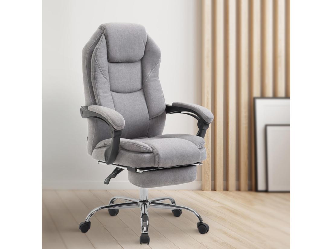 Vente Unique Chaise De Bureau - Tissu - Gris - Castle