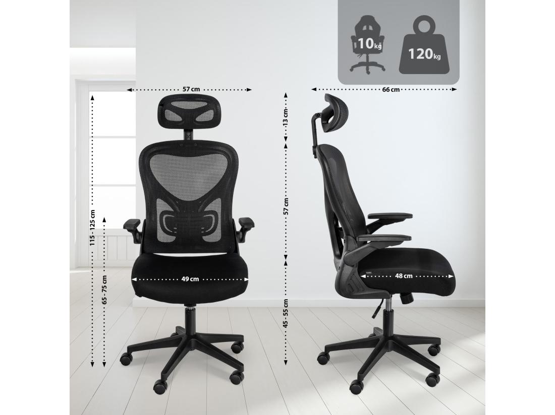 Vente Unique Chaise De Bureau - Tissu - Noir - Roseburg