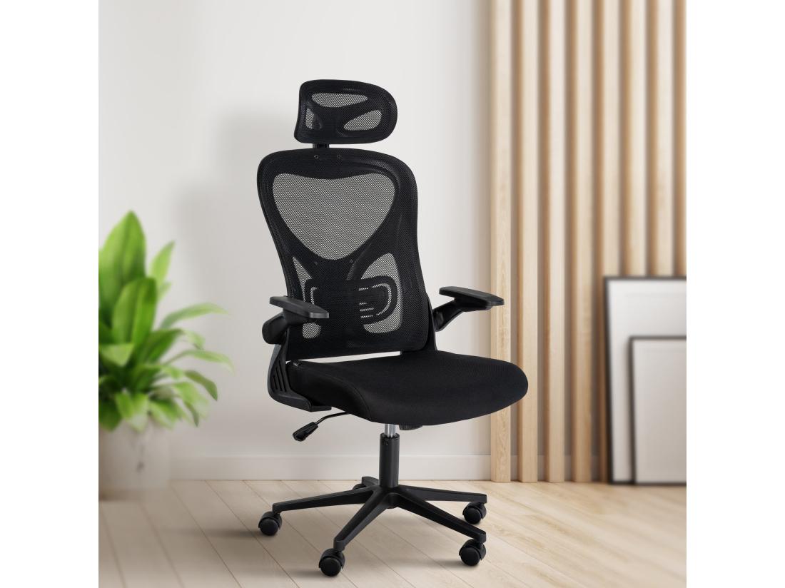 Vente Unique Chaise De Bureau - Tissu - Noir - Roseburg