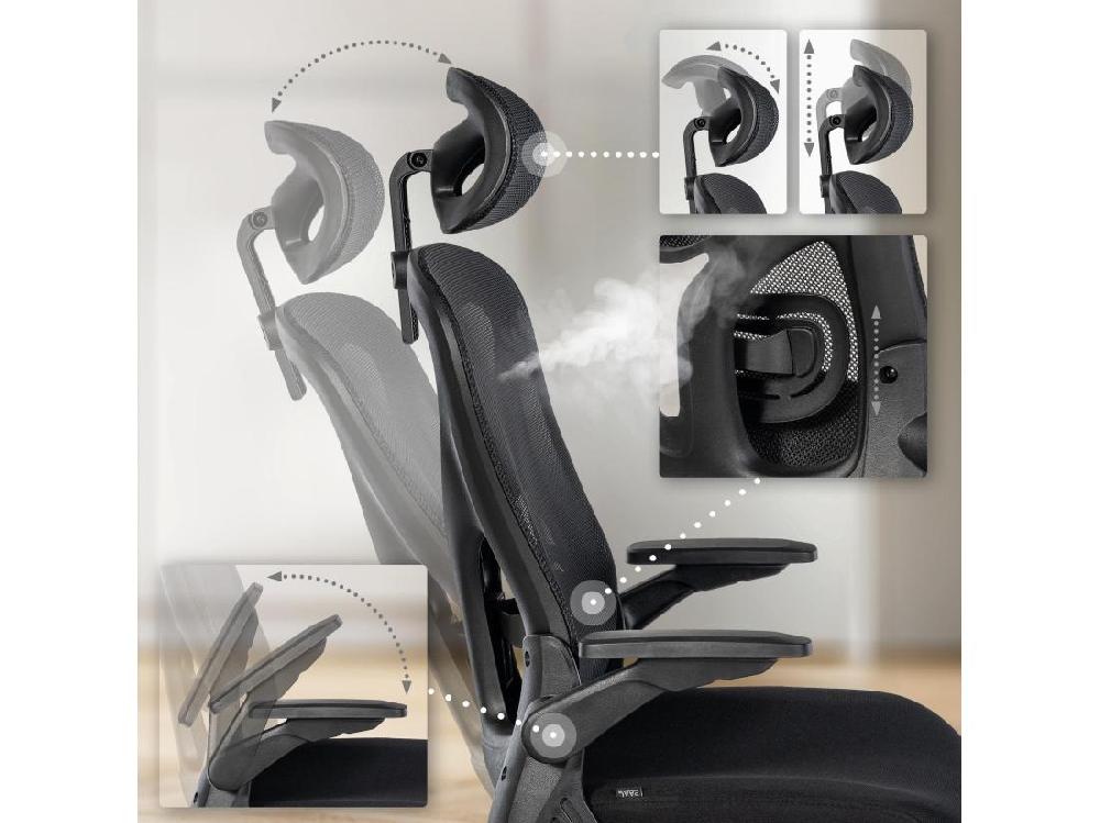 Vente Unique Chaise De Bureau - Tissu - Noir - Roseburg