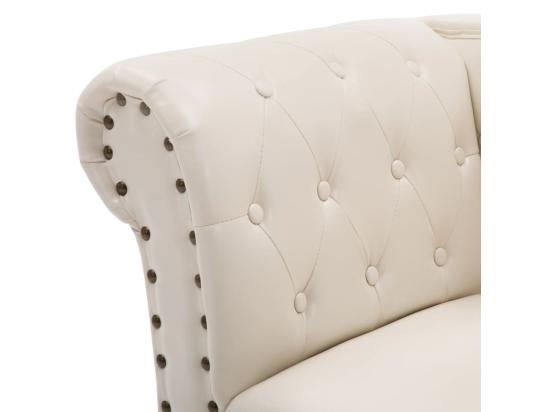 Vente Unique Chaise Longue Blanc Crème Similicuir