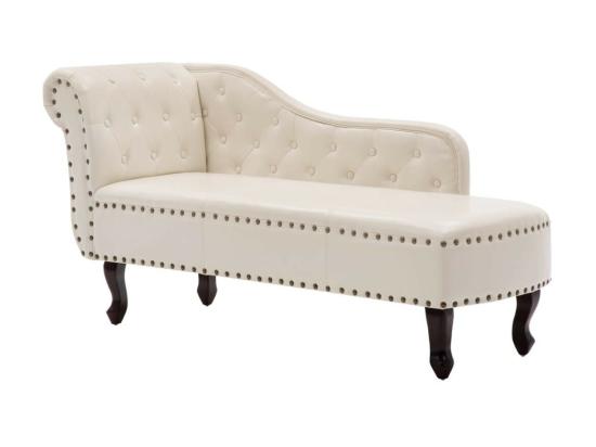 Vente Unique Chaise Longue Blanc Crème Similicuir
