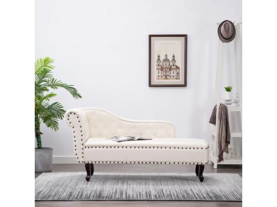 Vente Unique Chaise Longue Blanc Crème Similicuir