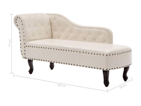 Vente Unique Chaise Longue Blanc Crème Similicuir