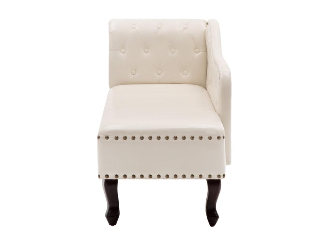 Vente Unique Chaise Longue Blanc Crème Similicuir