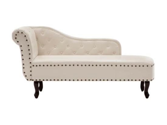 vente unique Chaise longue Blanc crème Similicuir