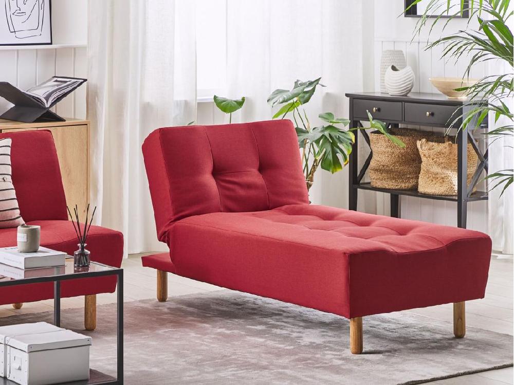 Vente Unique Chaise Longue En Tissu Rouge ALSTEN