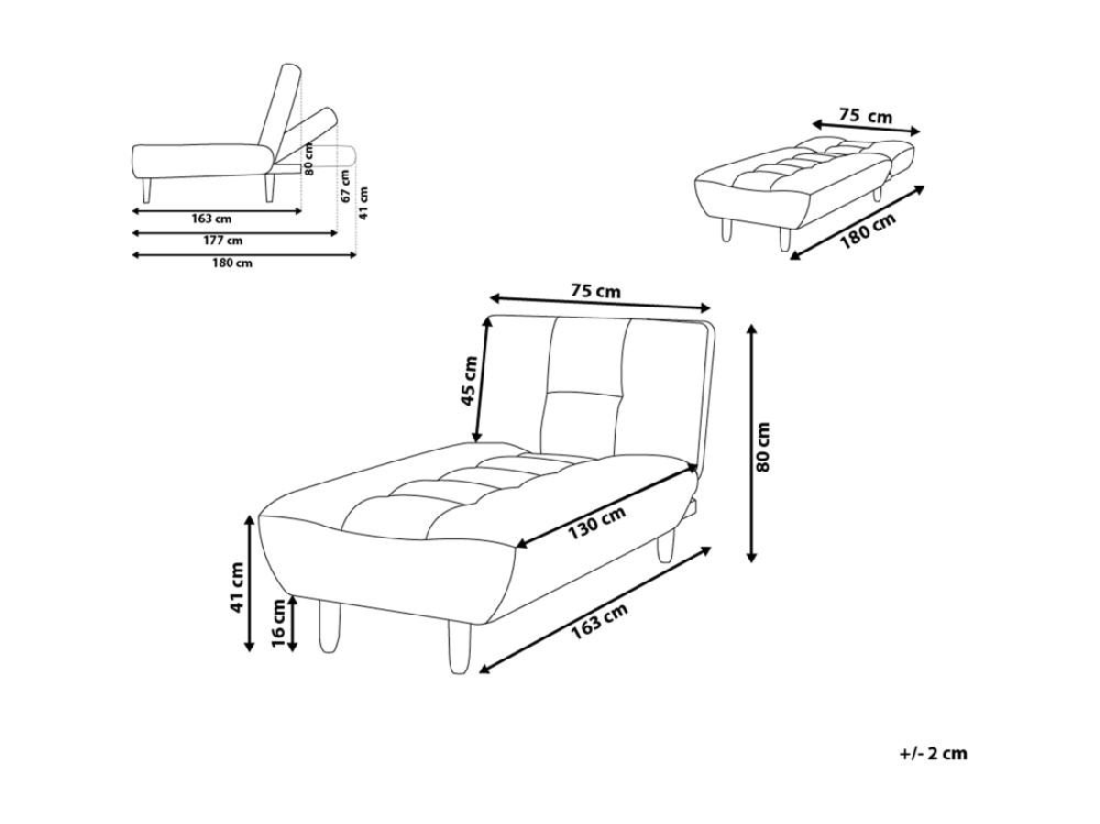 Vente Unique Chaise Longue En Tissu Rouge ALSTEN