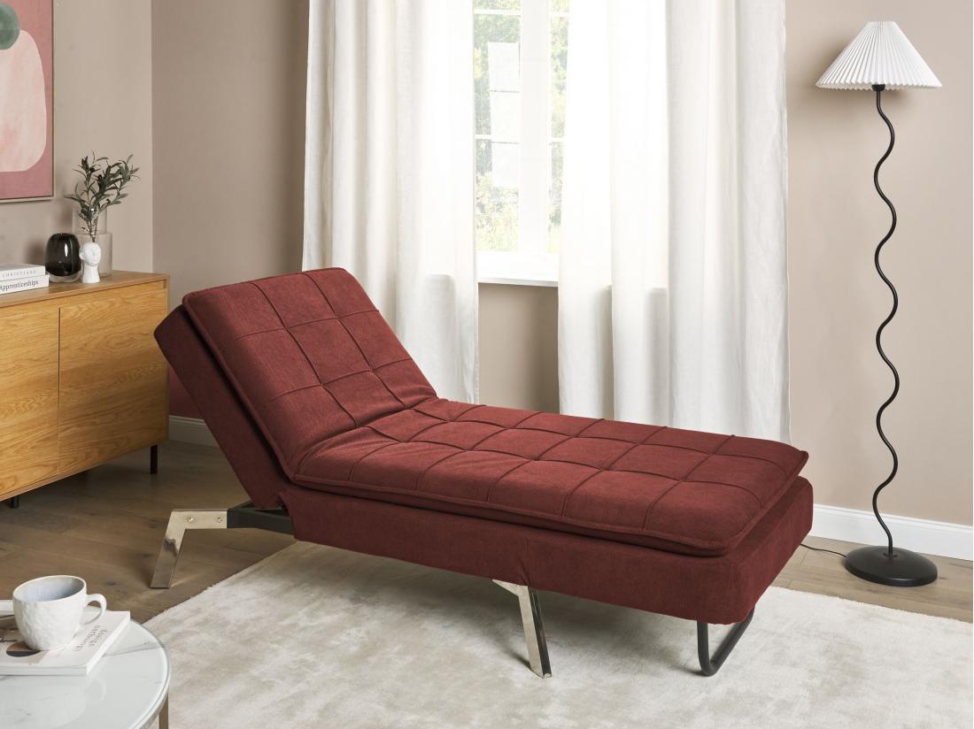 Vente Unique Chaise Longue En Tissu Rouge LOIRET