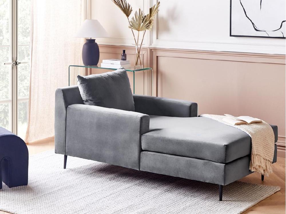 Vente Unique Chaise Longue En Velours Gris GUERET