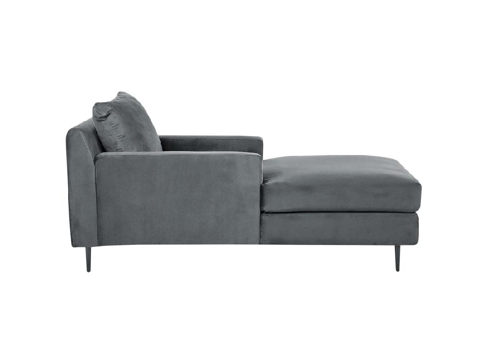 Vente Unique Chaise Longue En Velours Gris GUERET