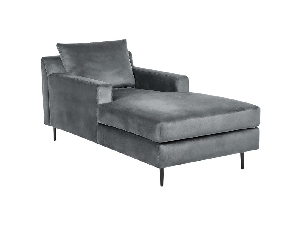 vente unique Chaise longue en velours gris GUERET