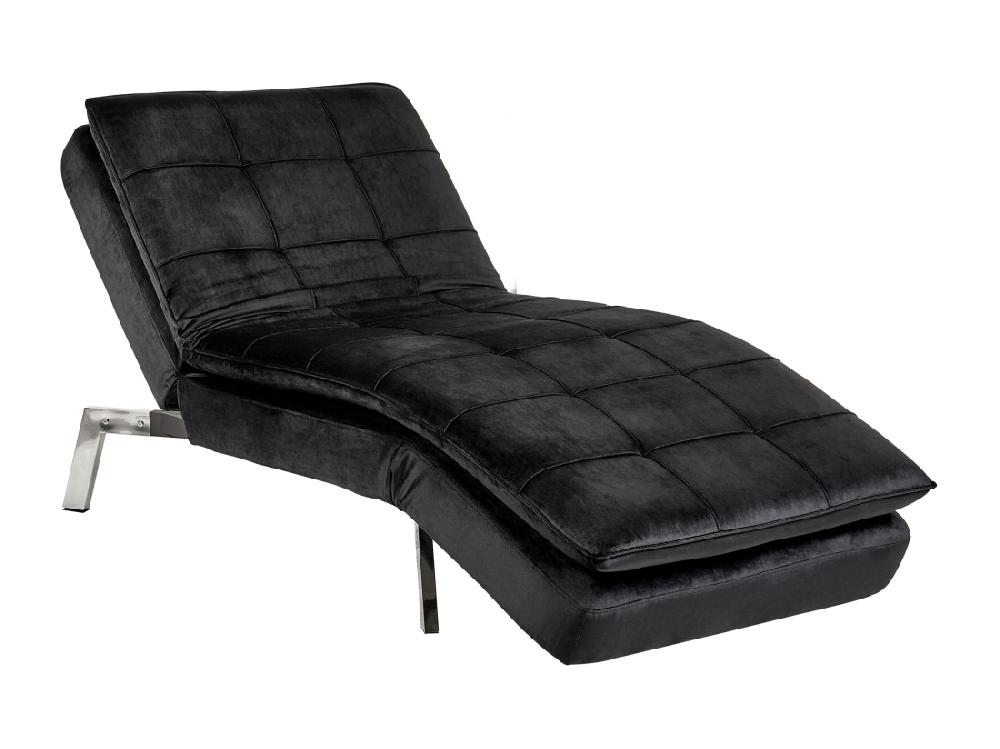 Vente Unique Chaise Longue En Velours Noir LOIRET