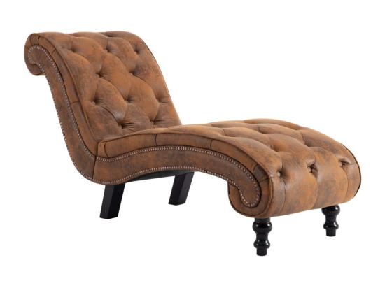 Vente Unique Chaise Longue Marron Similicuir Daim