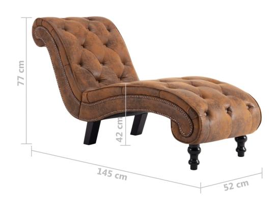 Vente Unique Chaise Longue Marron Similicuir Daim