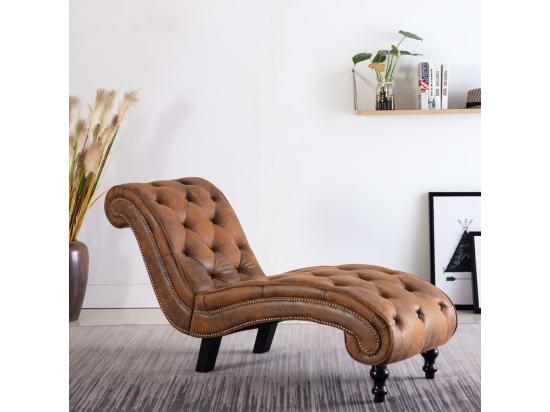 vente unique Chaise longue Marron Similicuir daim