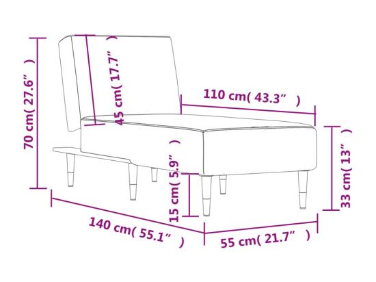 Vente Unique Chaise Longue Noir Velours