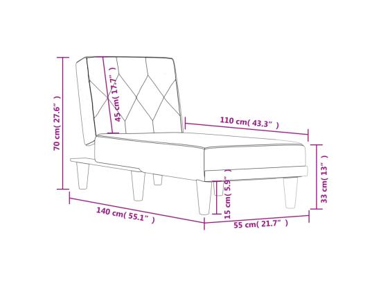 Vente Unique Chaise Longue Noir Velours