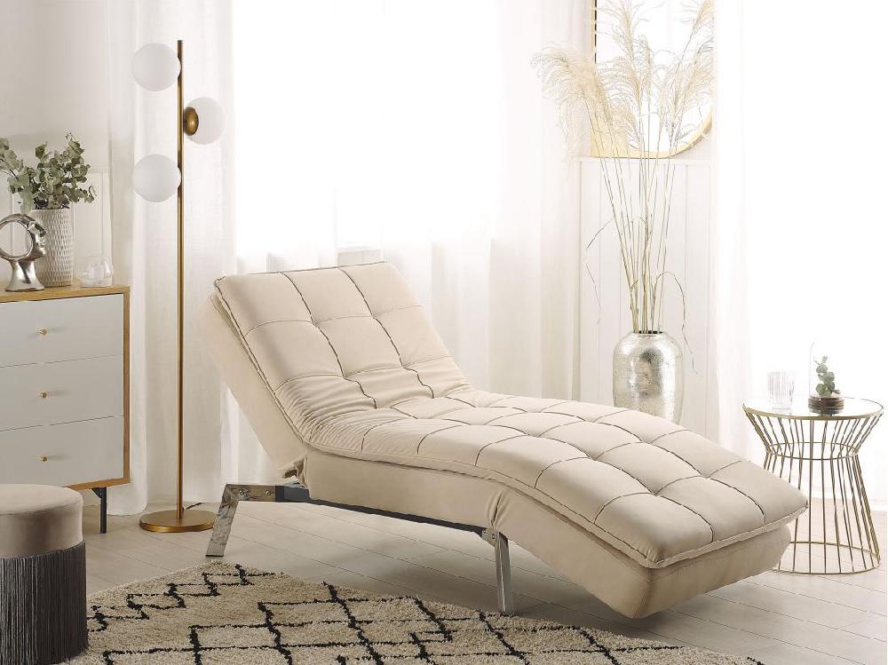Vente Unique Chaise Longue Réglable Beige LOIRET