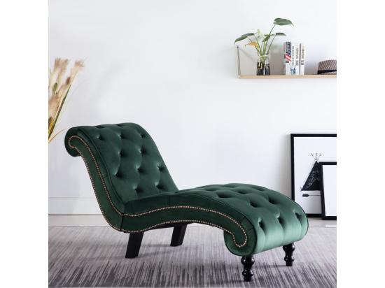 vente unique Chaise longue Velours Vert