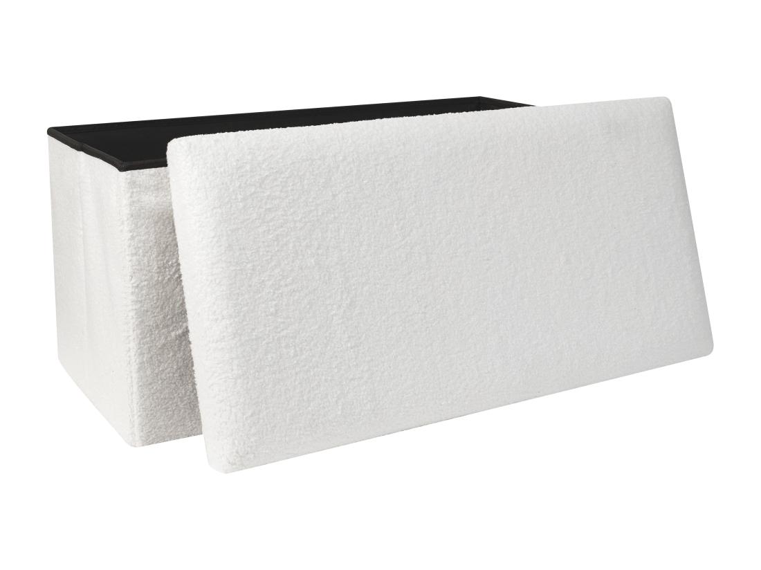 Vente Unique Coffre Banc Pliable Bouclette Blanc