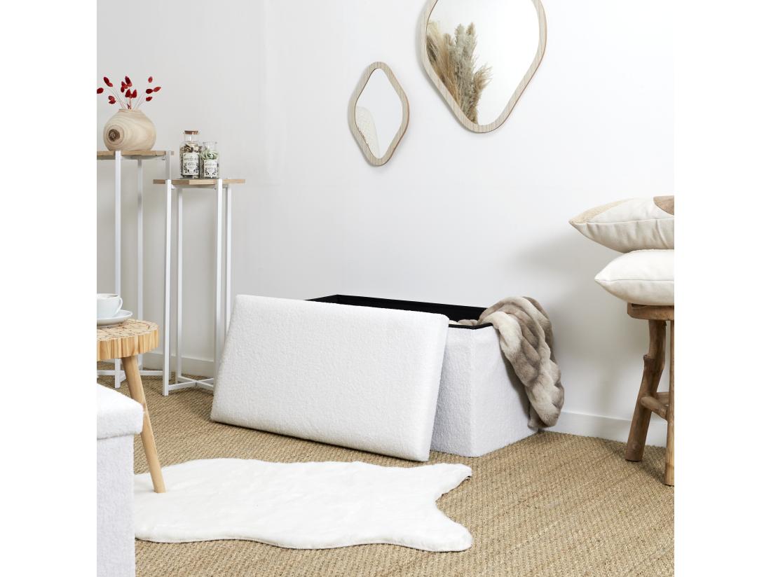 Vente Unique Coffre Banc Pliable Bouclette Blanc