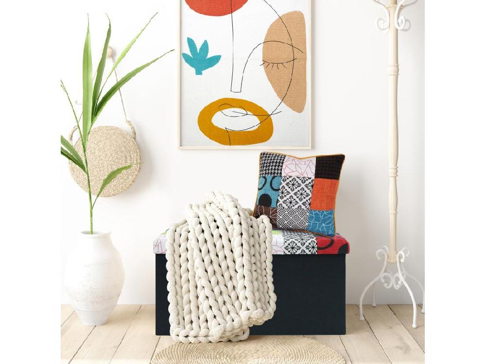 vente unique Coffre Banc Pliable Patchwork