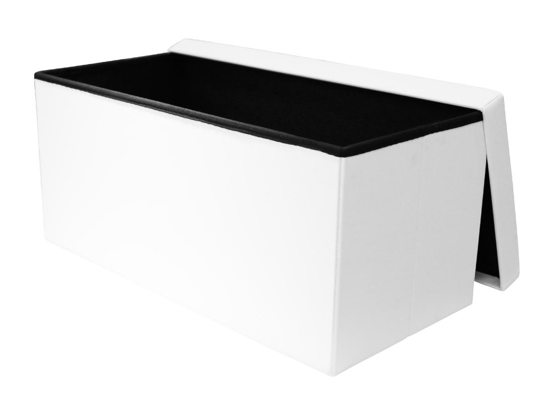 Vente Unique Coffre Banc Pliable Pu Blanc