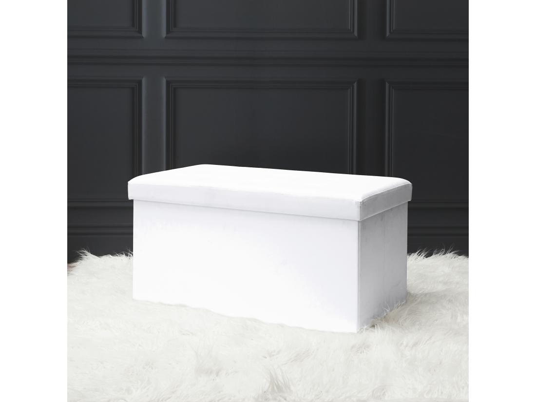 Vente Unique Coffre Banc Pliable Pu Blanc