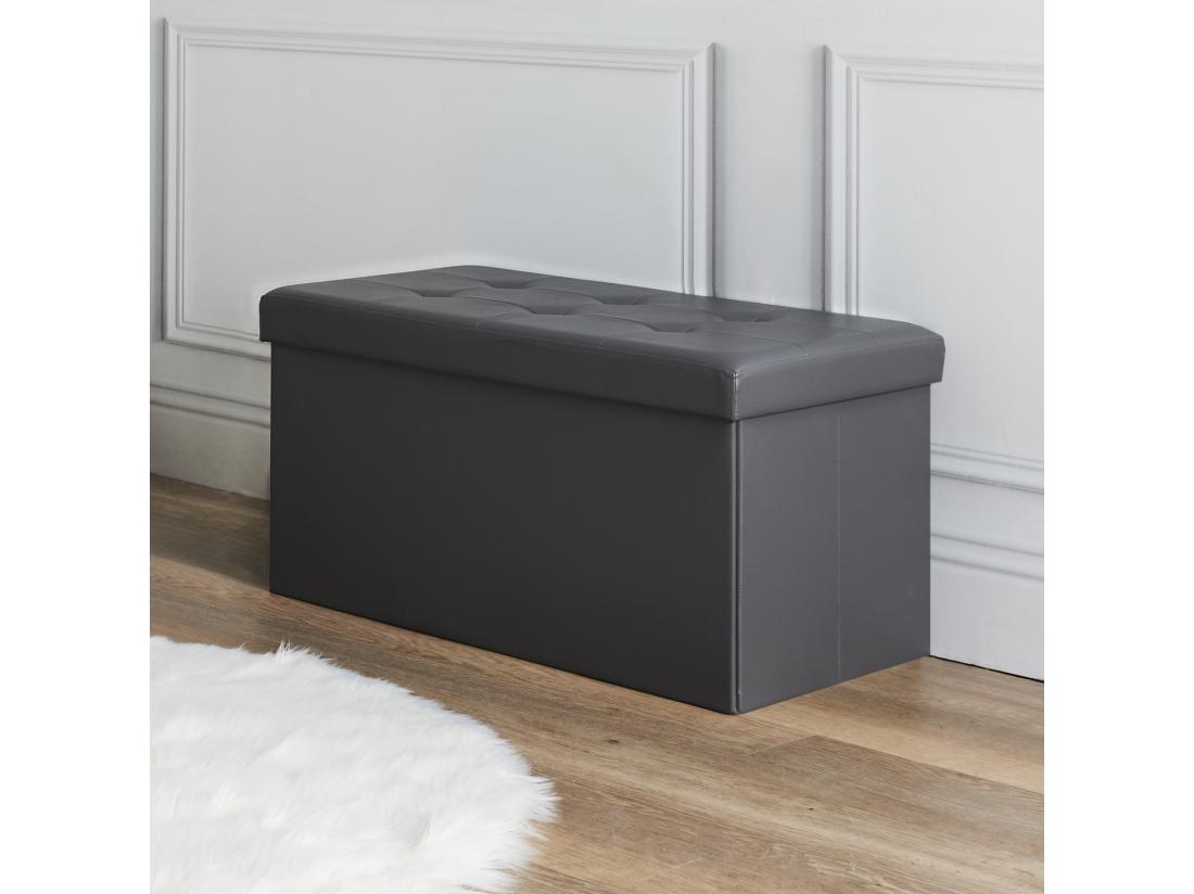 Vente Unique Coffre Banc Pliable Pu Gris