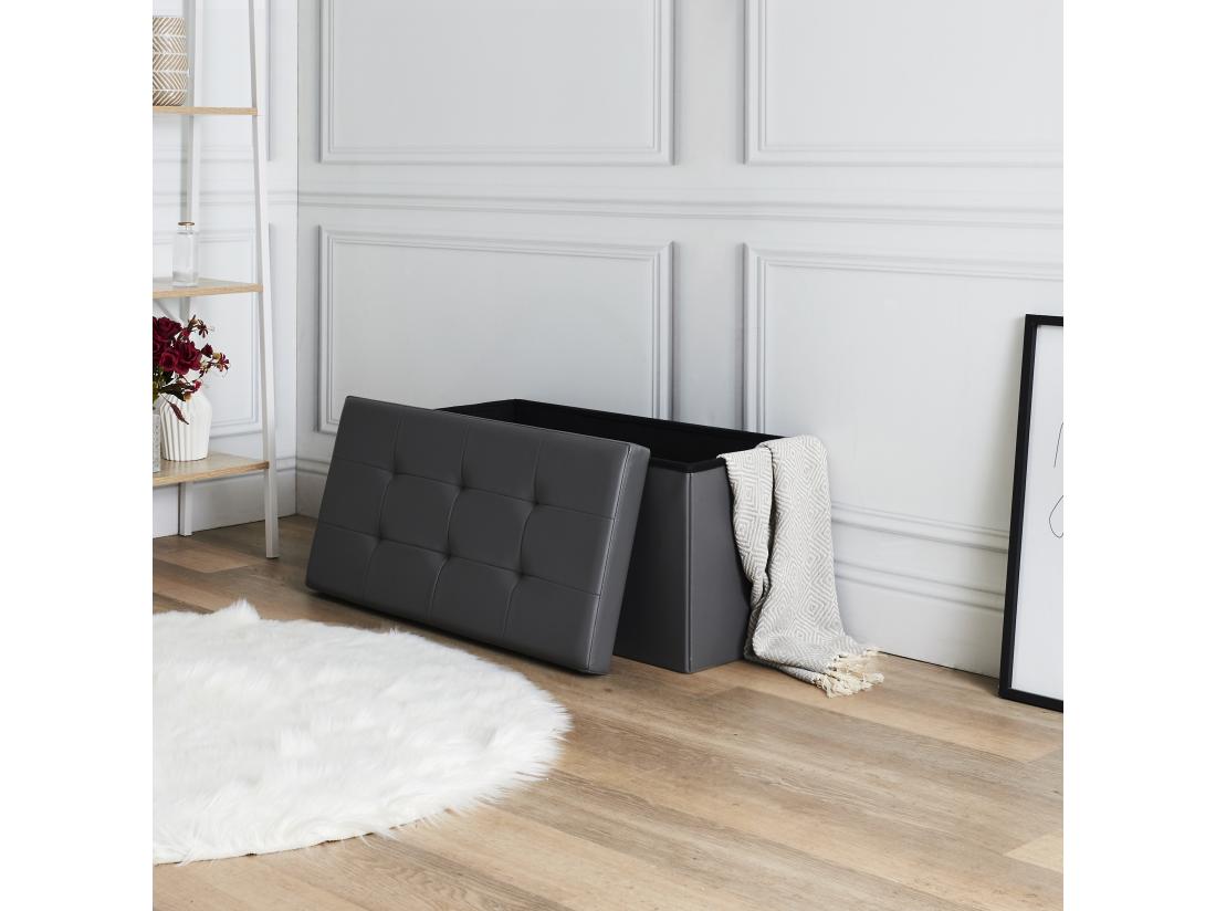 vente unique Coffre Banc Pliable Pu Gris