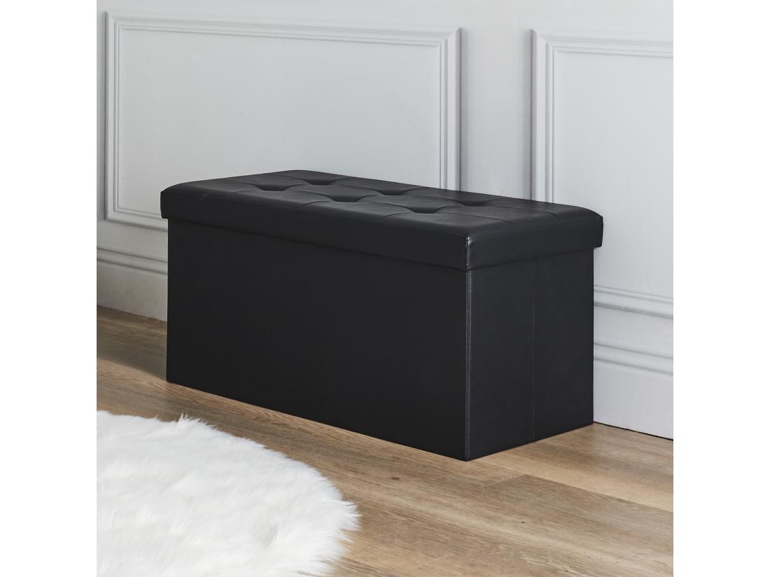 Vente Unique Coffre Banc Pliable Pu Noir