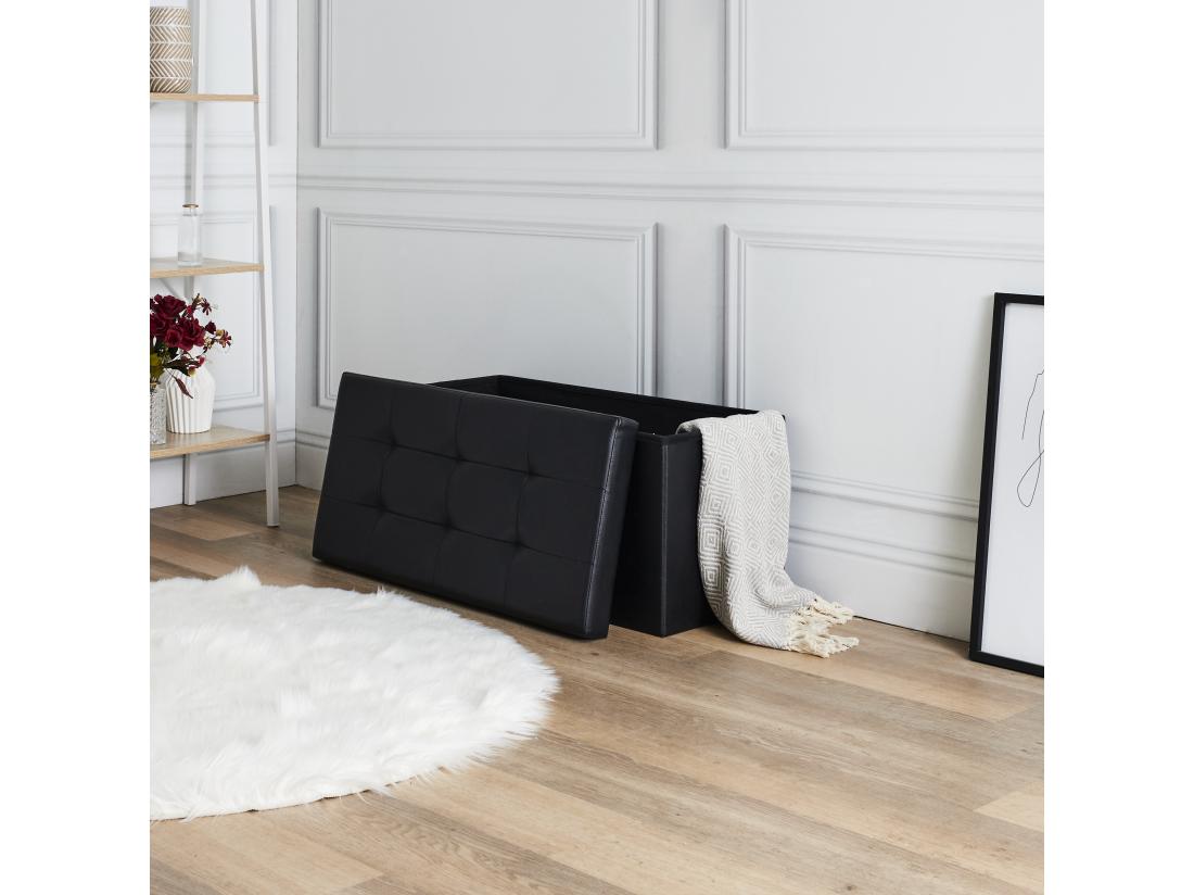vente unique Coffre Banc Pliable Pu Noir