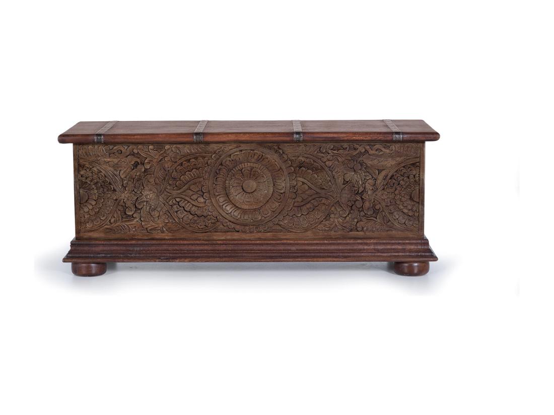 Vente Unique Coffre En Manguier Bicolore Marron