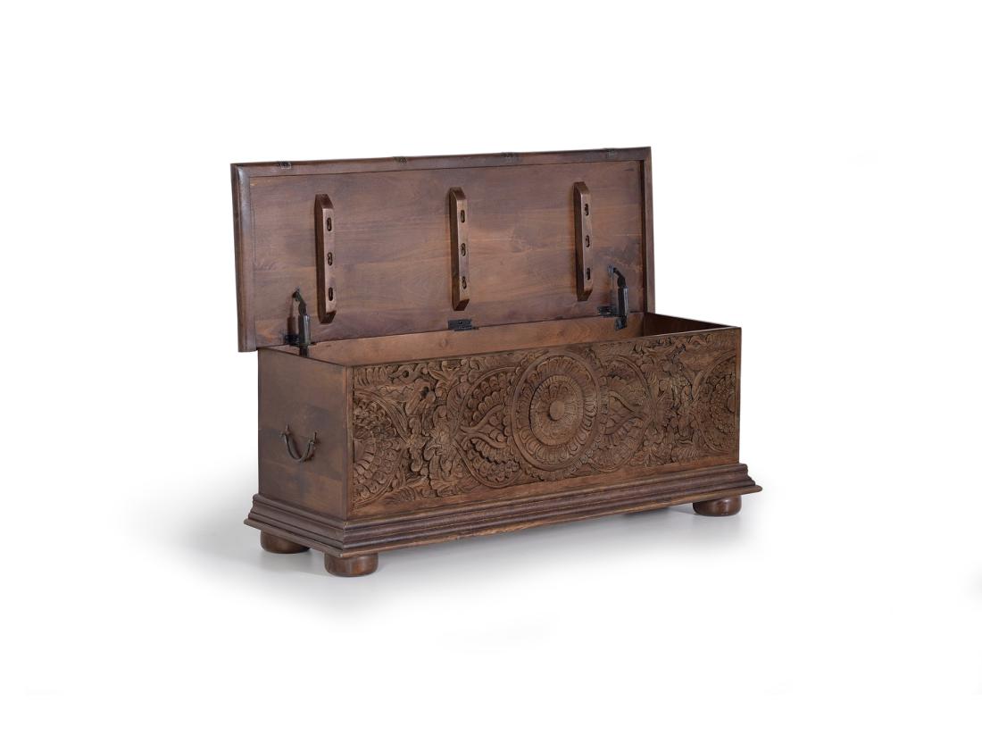 Vente Unique Coffre En Manguier Bicolore Marron