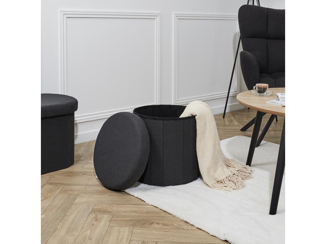 Vente Unique Coffre Pouf Pliable Noir Pills M4