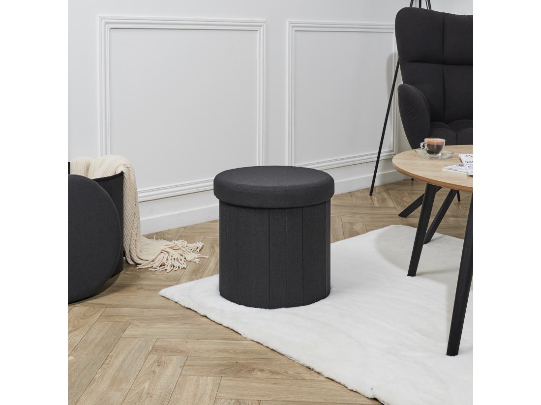 Vente Unique Coffre Pouf Pliable Noir Pills M4