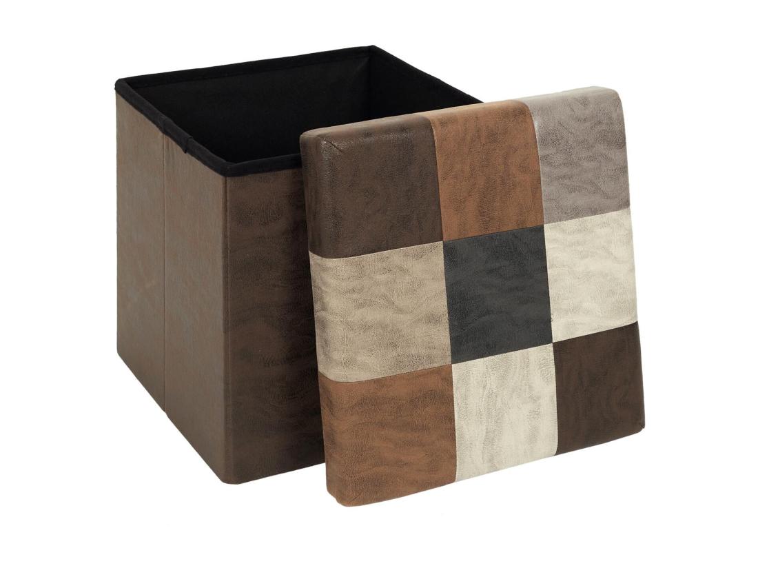 Vente Unique Coffre Pouf Pliable Patchwork Pu M4