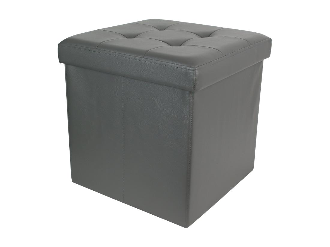 Vente Unique Coffre Pouf Pliable Pu Gris